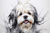 Abstract Sketch Illustration of Lhasa Apso with Flowing Hair