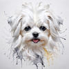 Abstract Sketchy Art of Maltese Dog with Silky Fur and Gentle Eyes