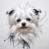 Abstract Sketchy Art of Maltese Dog with Silky Fur and Gentle Eyes