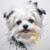 Abstract Sketchy Art of Maltese Dog with Silky Fur and Gentle Eyes