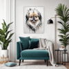 Abstract Pekingese Art Living Room Demo