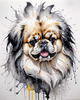 Abstract Sketch of Pekingese Face with Lion-like Mane