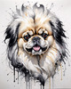 Abstract Sketch of Pekingese Face with Lion-like Mane