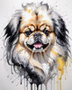 Abstract Sketch of Pekingese Face with Lion-like Mane