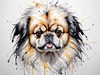 Abstract Sketch of Pekingese Face with Lion-like Mane