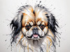 Abstract Sketch of Pekingese Face with Lion-like Mane