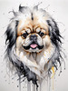 Abstract Sketch of Pekingese Face with Lion-like Mane