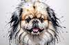 Abstract Sketch of Pekingese Face with Lion-like Mane