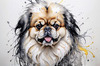 Abstract Sketch of Pekingese Face with Lion-like Mane