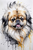 Abstract Sketch of Pekingese Face with Lion-like Mane