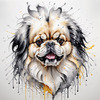 Abstract Sketch of Pekingese Face with Lion-like Mane