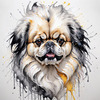 Abstract Sketch of Pekingese Face with Lion-like Mane