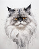 Luxurious Abstract Sketch of Persian Cat's Face with Flowing Fur