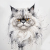 Luxurious Abstract Sketch of Persian Cat's Face with Flowing Fur