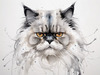 Luxurious Abstract Sketch of Persian Cat's Face with Flowing Fur