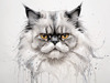 Luxurious Abstract Sketch of Persian Cat's Face with Flowing Fur