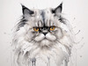 Luxurious Abstract Sketch of Persian Cat's Face with Flowing Fur