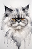 Luxurious Abstract Sketch of Persian Cat's Face with Flowing Fur