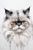 Luxurious Abstract Sketch of Persian Cat's Face with Flowing Fur