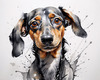 Abstract Sketch of a Playful Dachshund's Face