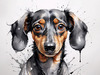 Abstract Sketch of a Playful Dachshund's Face