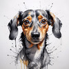 Abstract Sketch of a Playful Dachshund's Face
