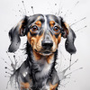 Abstract Sketch of a Playful Dachshund's Face