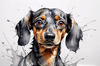 Abstract Sketch of a Playful Dachshund's Face