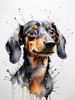 Abstract Sketch of a Playful Dachshund's Face