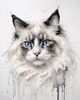 Sketchy Abstract Art of Ragdoll Cat's Face with Fluffy Fur