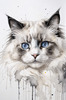 Sketchy Abstract Art of Ragdoll Cat's Face with Fluffy Fur