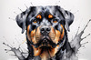 Abstract Sketch of Rottweiler's Face Showcasing Strength and Loyalty