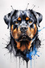 Abstract Sketch of Rottweiler's Face Showcasing Strength and Loyalty