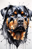 Abstract Sketch of Rottweiler's Face Showcasing Strength and Loyalty