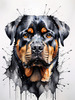 Abstract Sketch of Rottweiler's Face Showcasing Strength and Loyalty