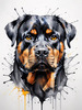 Abstract Sketch of Rottweiler's Face Showcasing Strength and Loyalty