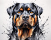 Abstract Sketch of Rottweiler's Face Showcasing Strength and Loyalty