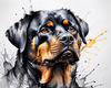Abstract Sketch of Rottweiler's Face Showcasing Strength and Loyalty