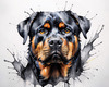Abstract Sketch of Rottweiler's Face Showcasing Strength and Loyalty