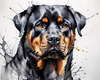 Abstract Sketch of Rottweiler's Face Showcasing Strength and Loyalty