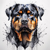 Abstract Sketch of Rottweiler's Face Showcasing Strength and Loyalty
