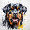 Abstract Sketch of Rottweiler's Face Showcasing Strength and Loyalty