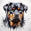 Abstract Sketch of Rottweiler's Face Showcasing Strength and Loyalty