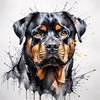 Abstract Sketch of Rottweiler's Face Showcasing Strength and Loyalty
