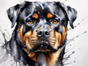 Abstract Sketch of Rottweiler's Face Showcasing Strength and Loyalty
