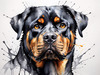 Abstract Sketch of Rottweiler's Face Showcasing Strength and Loyalty