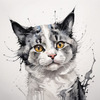 Whimsical Abstract Sketch of Scottish Cat with Folded Ears