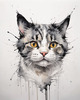 Whimsical Abstract Sketch of Scottish Cat with Folded Ears