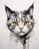 Whimsical Abstract Sketch of Scottish Cat with Folded Ears