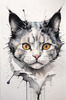 Whimsical Abstract Sketch of Scottish Cat with Folded Ears